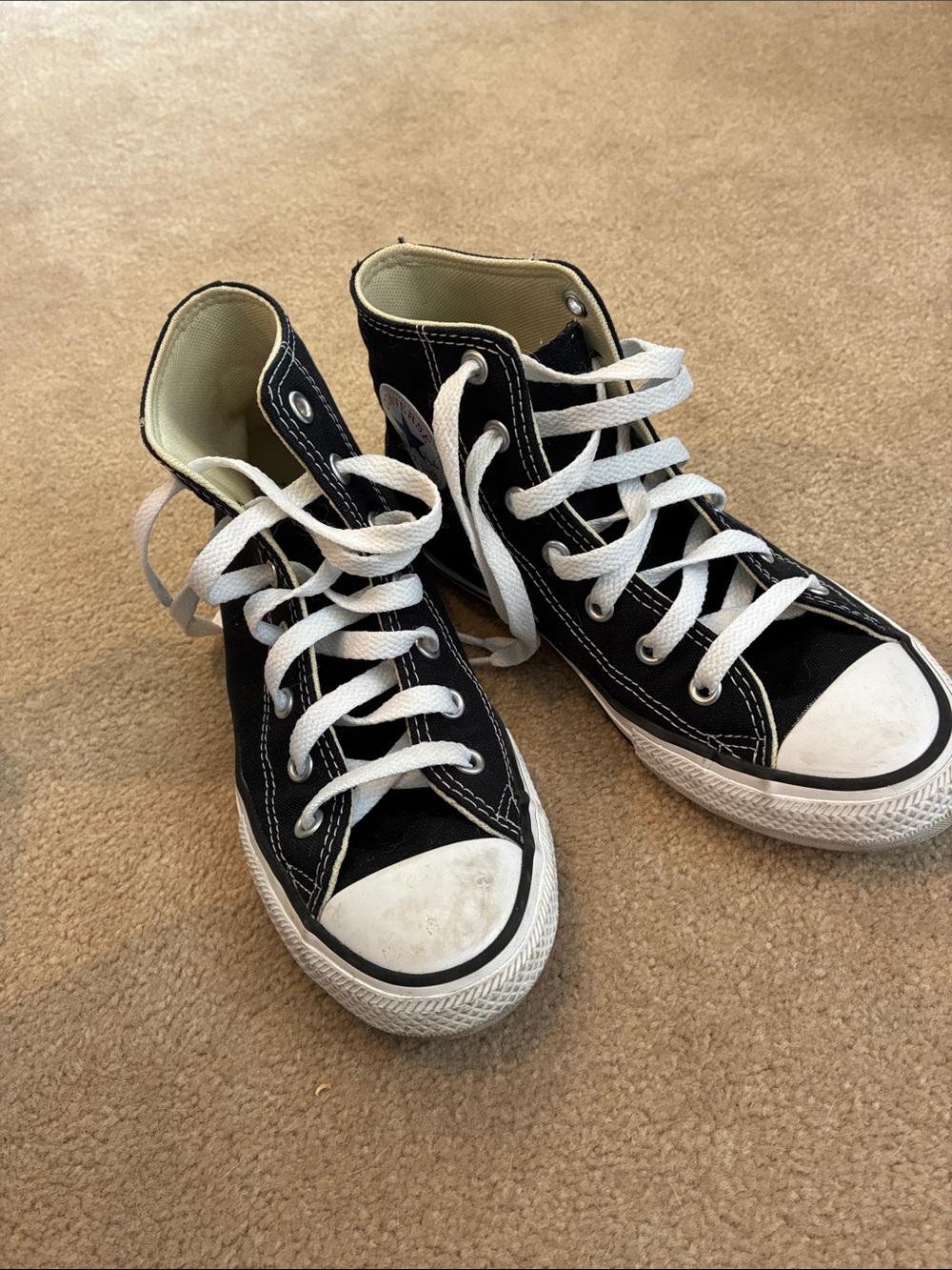 Girls Converse High Tops Black Size 2 - Picture 2 of 4